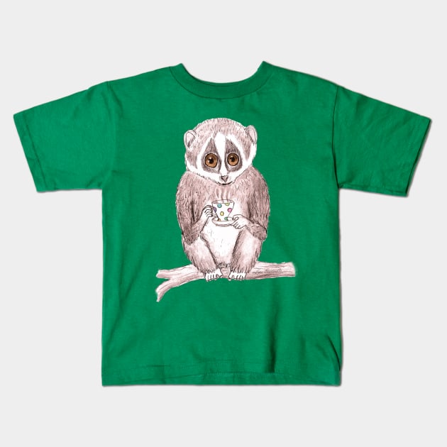 Slow down Loris! Kids T-Shirt by louendicott